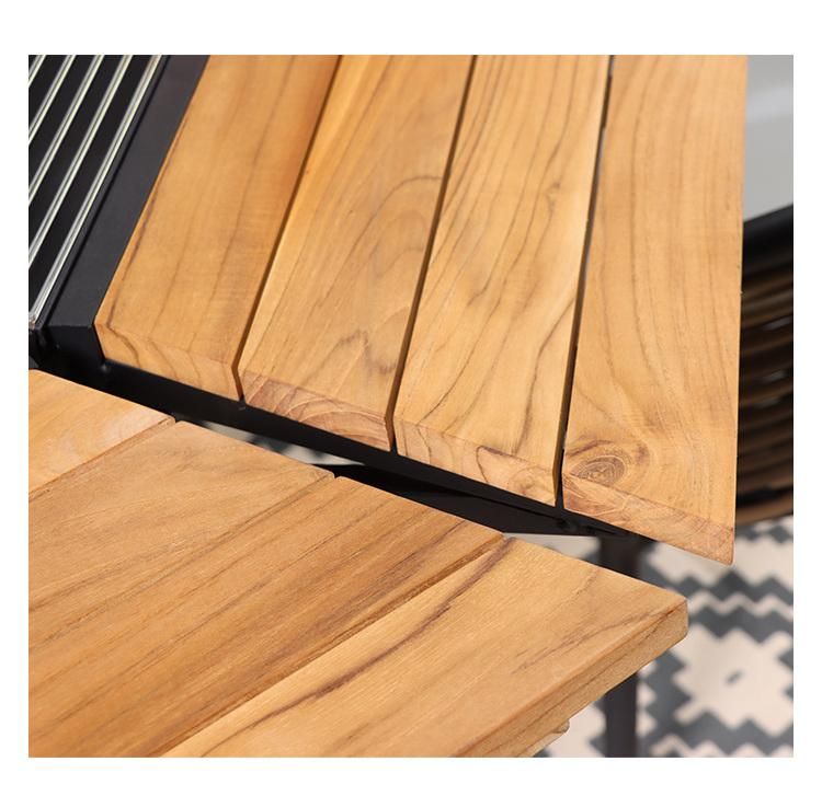 Modern Wholesale Wooden Table and Chair Rattan Outdoor Dining Set Wicker Garden Furniture