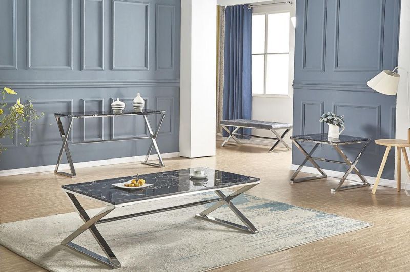 Modern Home Living Room Furniture Set Tempered Glass Stainless Steel Side Table/End Table