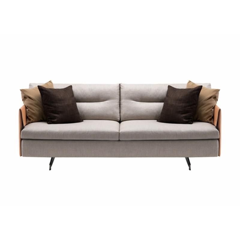 Cheap Hotel Hoom Furniture Fabric Sofa Couch Modern Sleeper Two Seater Upholstered Living Room Sofas with Stainless Steel Leg