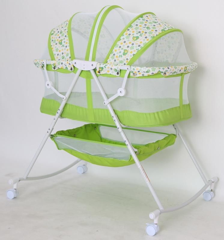 Adjustable Baby Bed with Canopy and Rocking Function