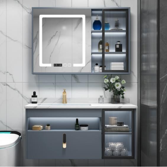 Light Luxury Rock Board One Nordic Bathroom Cabinet Combination Modern Simple Hand Wash Basin Toilet Wash Table Mirror Cabinet