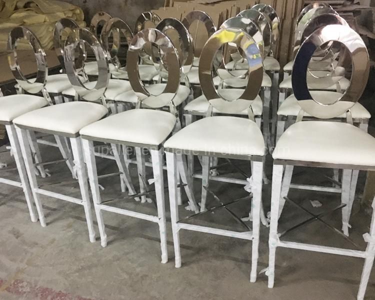 Outdoor Used Stainless Steel Bar High Stool Chairs in Silver