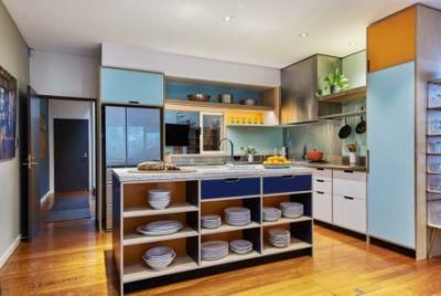 L-Shaped PVC Membrane Colorful Joinery Modern Furniture Wholesale Kitchen Cabinets