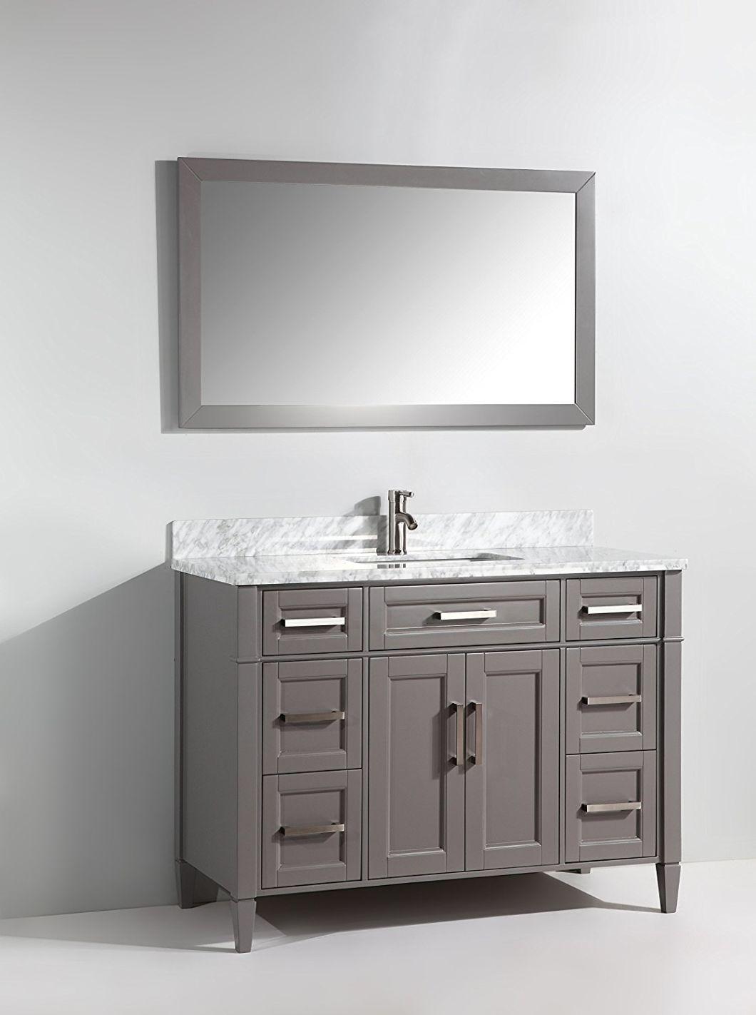 Classical White Color American Oak Wood Modern Bathroom Cabinet