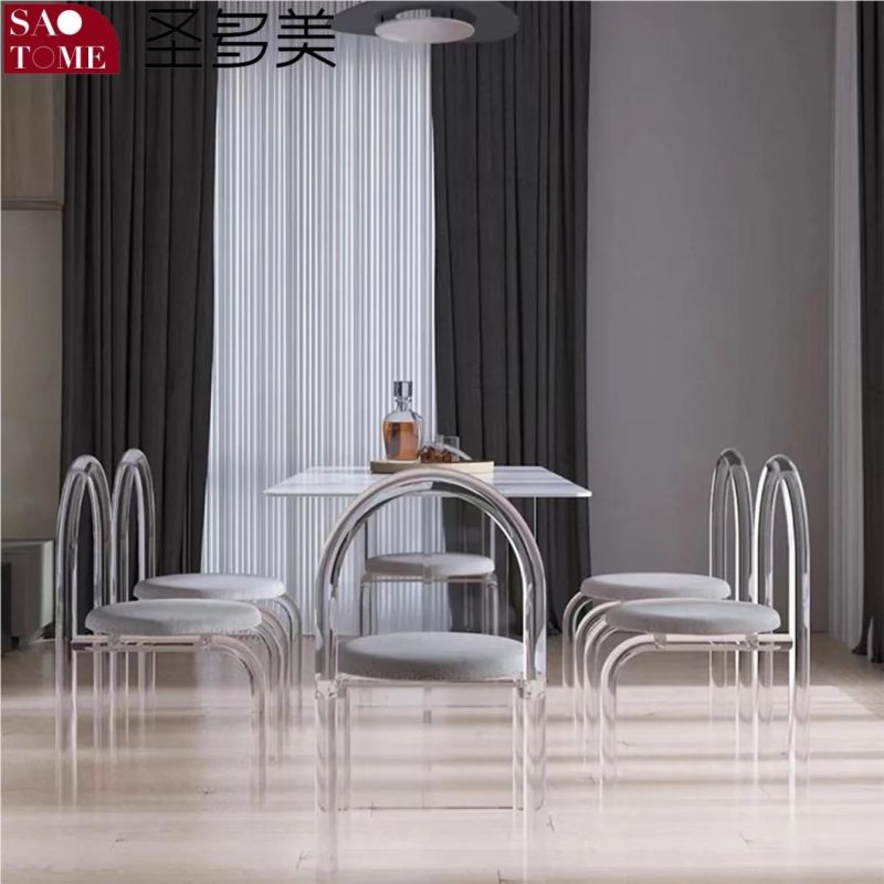 Modern Living Room Rock Board Furniture Transparent Flat Long Foot Dining Table