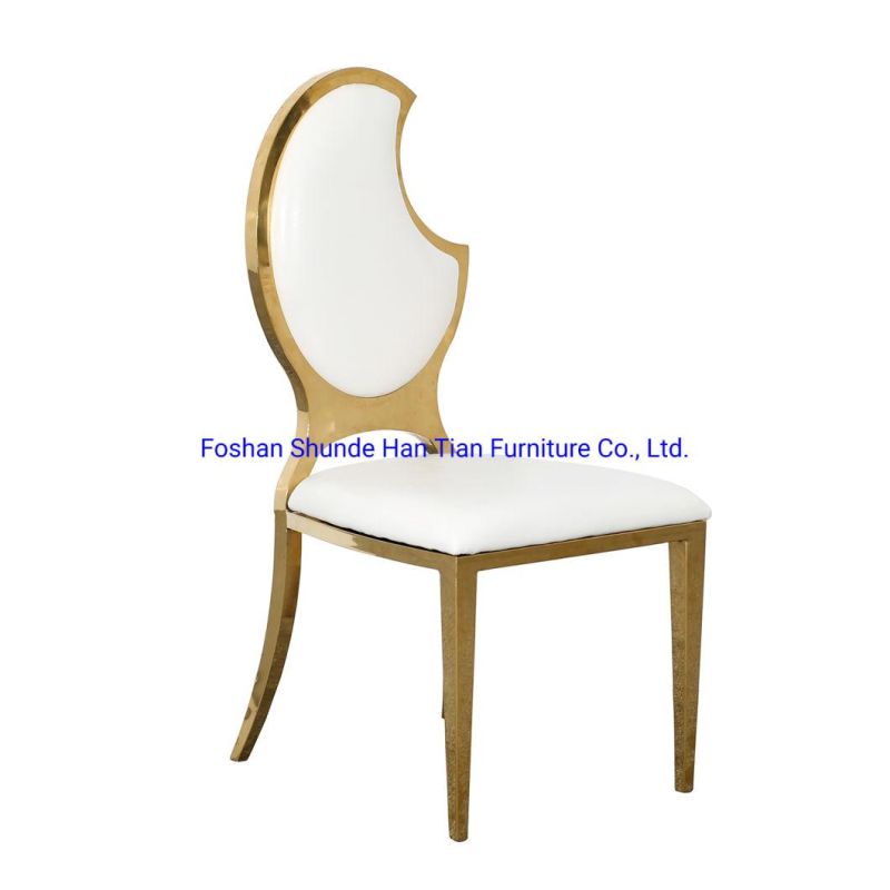 Moon Design Back Metal PU Leather Wedding Hotel Restaurant Dining Chair