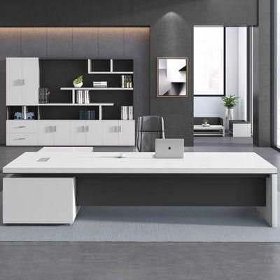 White L Shape Corner Manager Desk with Drawer