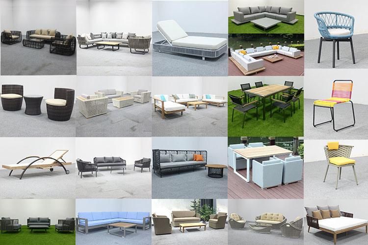 Modern Metal Polyester Rope Woven Basket Coffee Table