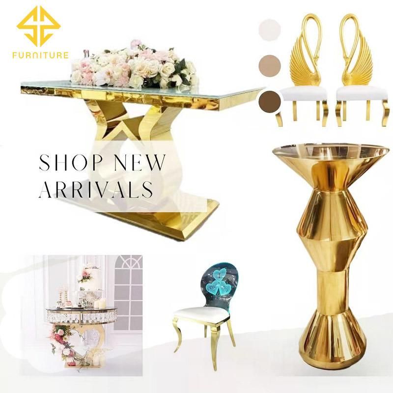 Sawa Elegant Design Stacking Stainless Steel Rococo Table Wedding Chair for Events