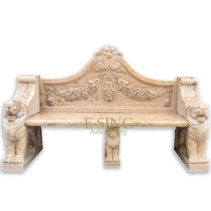 New Design Modern Hand Carved Woman Statue Outdoor Park White Marble Bench for Garden