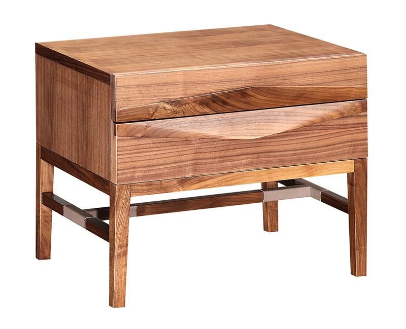 Zhida High Quality Home Furniture Modern Design Bedroom Furniture Bed Side Cabinet Brown Color Solid Wood Square Nightstand with 1 Drawer