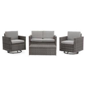 Modern Sectional Resin Wicker Fabric Leisure Outdoor Recliner Furniture Sofa with Aluminium Frame