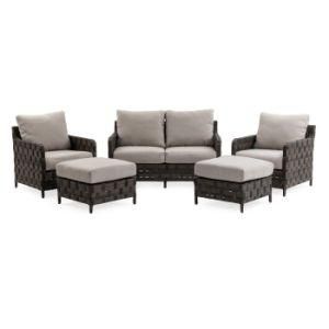Modern Sectional Resin Wicker Fabric Leisure Outdoor Furniture Recliner Sofa with Aluminium Frame