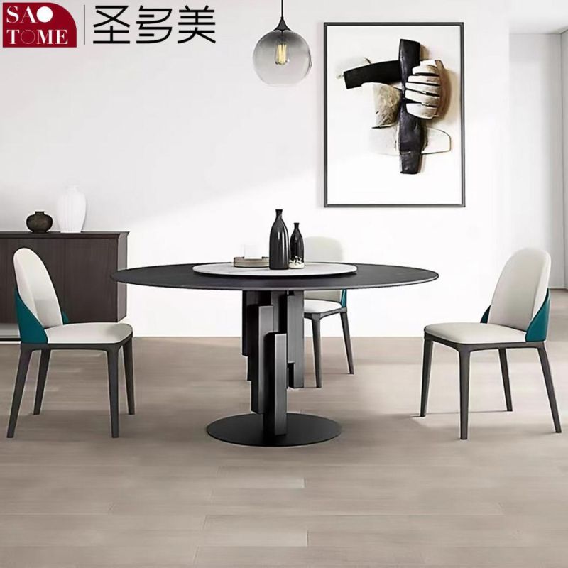 Modern Rock Furniture Geometric Round Dining Table with Turntable