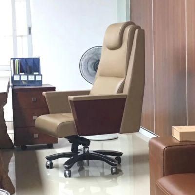 Zode Modern Leather Office Chair with Armrests Executive High Back Luxury Genuine Leather Manager Office Chair
