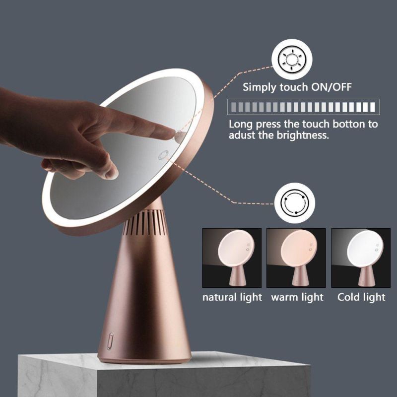 Round Light LED Makeup Mirror with Bluetooth Speaker