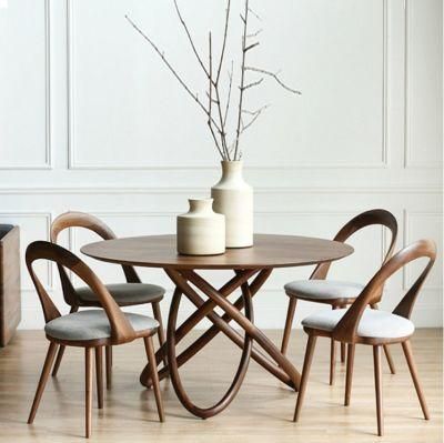 Nordic Wooden Restaurant Furniture Dining Room Table Set Fabric Dining Chair