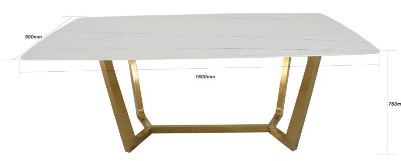 Modern Golden Frame Tempered Glass Faux Marble Dining Table Restaurant for Home Living Room Furniture