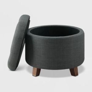 Chinese Modern Leisure Wooden Fabric Office Hotel Home Living Room Outdoor Garden Kids Bedroom Furniture Ottoman Storage Pouf Sofa Chair