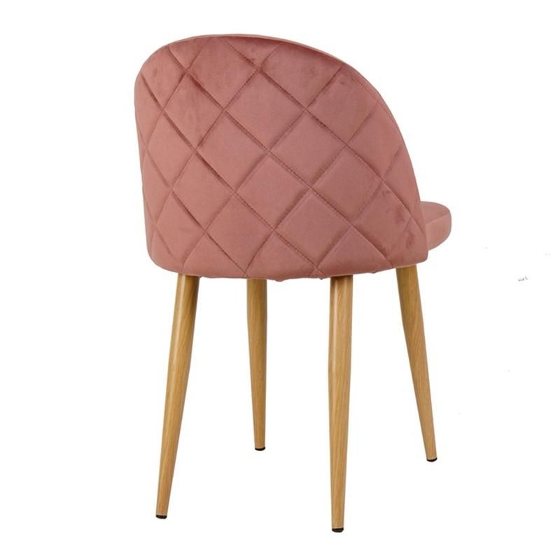 Pink Velvet Seat Wooden Legs Chair for Dining Room Use Modern Chair