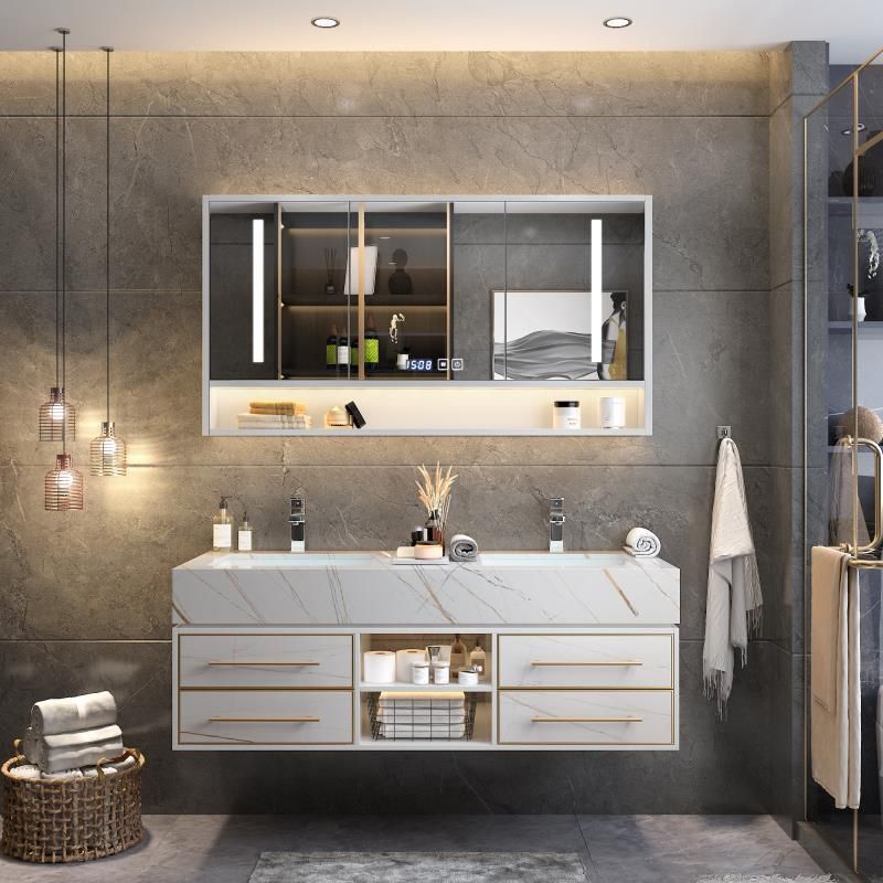 Modern Melamine Bathroom Vanity, Wall Mount Bath Mirror Cabinet