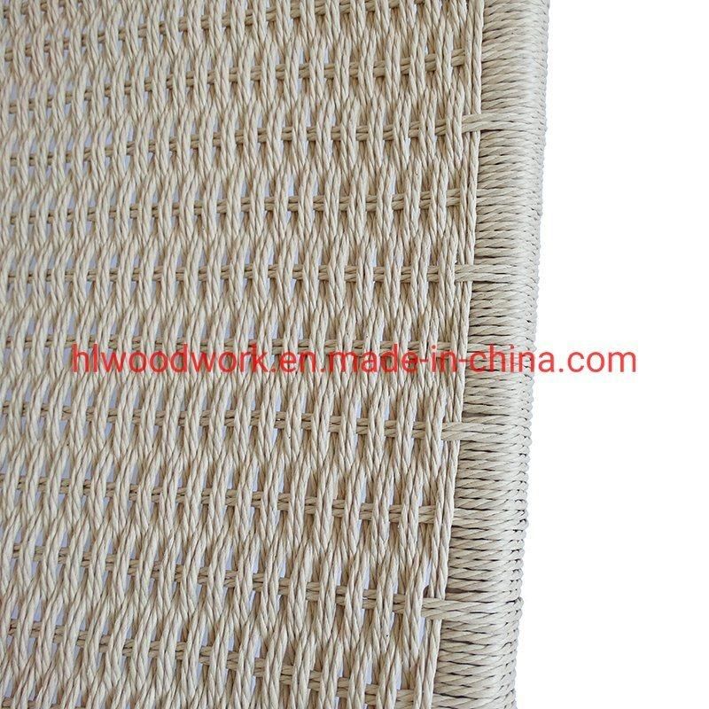 Saddle Chair Ash Wood Frame Natural Color with Woven Fabric Rope Without Arm Leisure Chair Outdoor Furniture