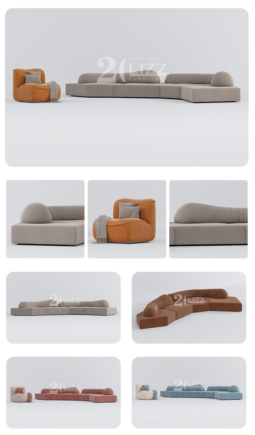 Italian Luxury Style High Class Light Grey Fabric Living Room Coch Living Room Sofa Furniture Modern Home Sofa