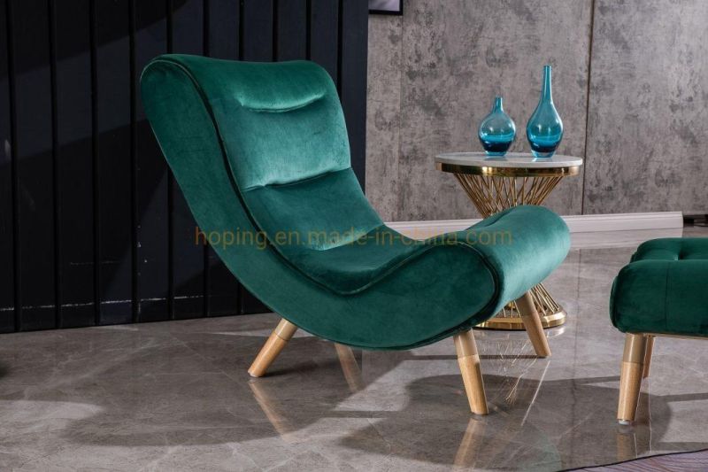 Modern Furniture Popular Hotel Living Room Single Green Velvet Sofa Chair