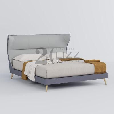 King Size Modern Luxury Bed with Stainless Steel Feets for Home Apartment Bedroom Furniture Set