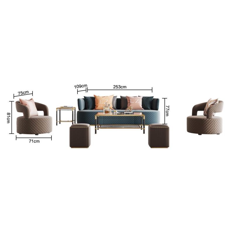 Online Wholesale Luxury Modern Dubai Home Furniture Sectional Living Room Velvet 2 Seater Couch Leisure Fabric Sofa Set