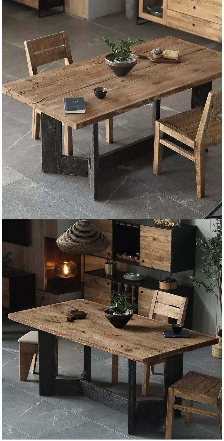 Furniture Modern Furniture Wood Cabinet Home Furniture Wooden Furniture Wood Hot Selling Dining Room Homemade Black Leg Dining Table