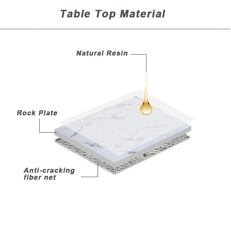 Modern Home Living Room Furniture Table Set Tempered Glass Marble Top Dining Table with Stainless Steel Tube Leg