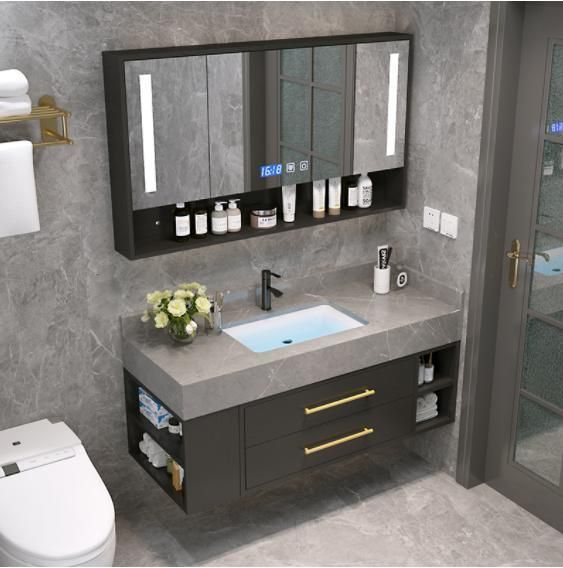 Light Luxury Rock Board One Nordic Bathroom Cabinet Combination Modern Simple Hand Wash Basin Toilet Wash Table Mirror Cabinet