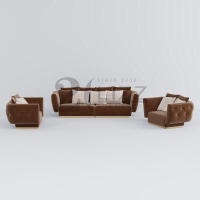Dubai Luxury Sectional Hotel Home Furniture Set Modern Velvet Fabric Sofa with Good Quality