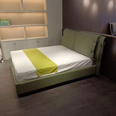 Latest Design Modern Green Color High Density Foam Bedroom Furniture Set King Size Queen Bed