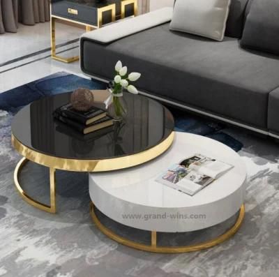 Luxury Living Room Furniture Modern Fashion Delicate Round Marble Stone Tea Table