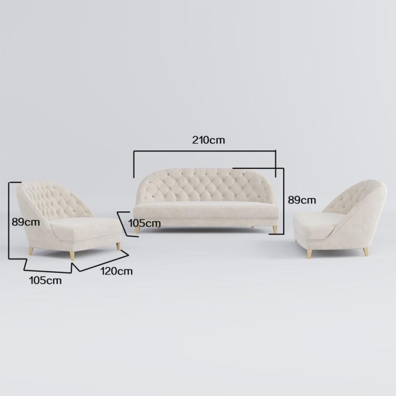 Dubai Luxury Sectional Hotel Home Furniture Set Modern Velvet Fabric Sofa with Good Quality