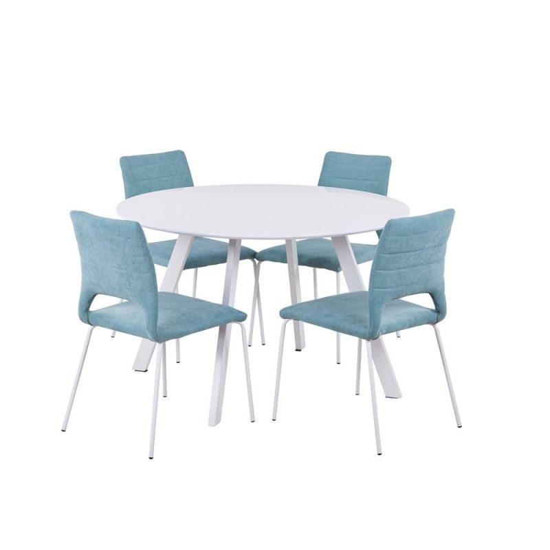 Round Modern Furniture Coffee Side 4-Legs White Dining Table for Restaurant Hotel