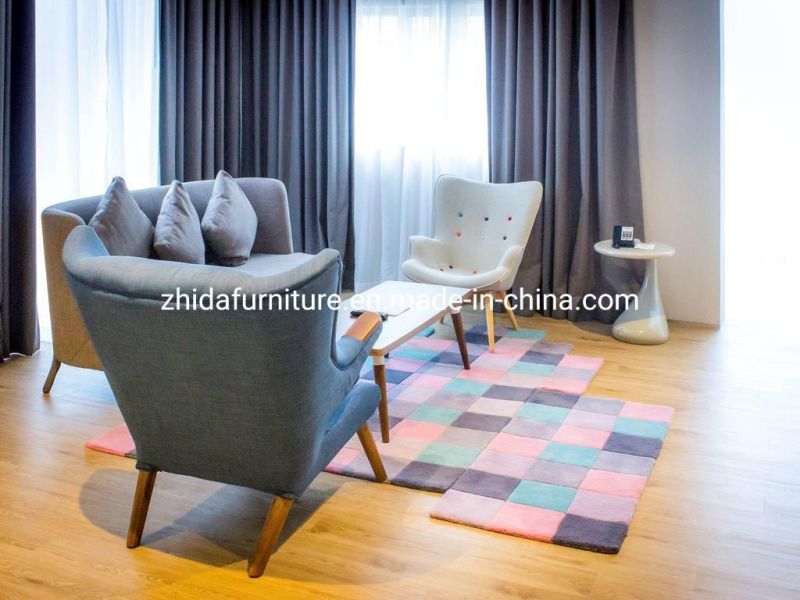 Foshan Wooden 5 Star Modern Hotel Apartment Furniture Living Room Bedroom Set Furniture King Size Bed for Villa