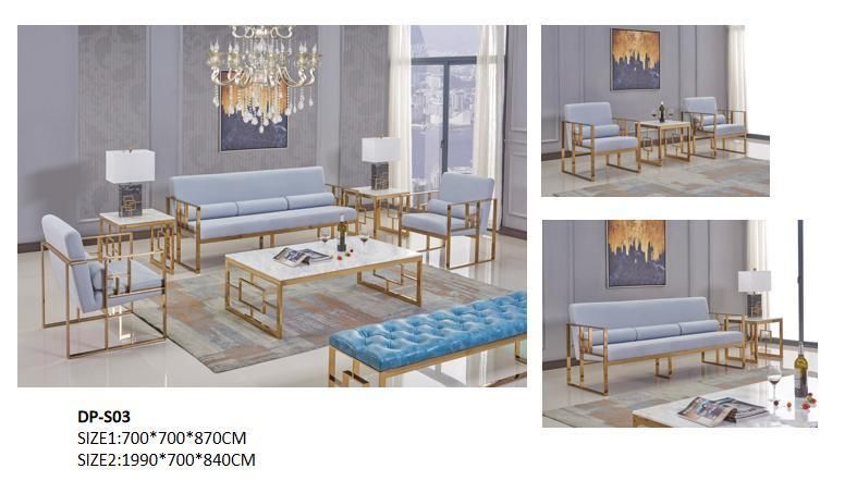 Modern Minimalist Check Upholstered Sofa with Stainless Steel Frame