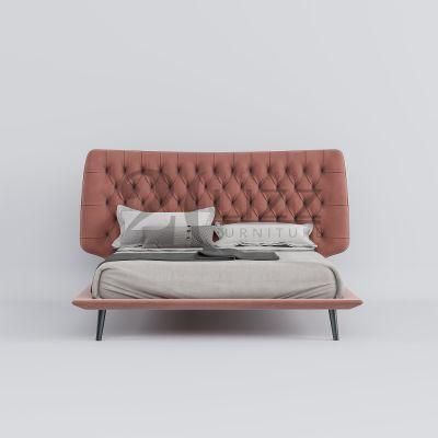 Contemporary Nordic Minimalist Design Bed Furniture Modern Home Bedroom Queen King Size Wood Bed