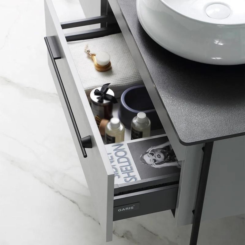 Contemporary Freestanding Bathroom Vanity Stone Top with Counter Sink & Drawer