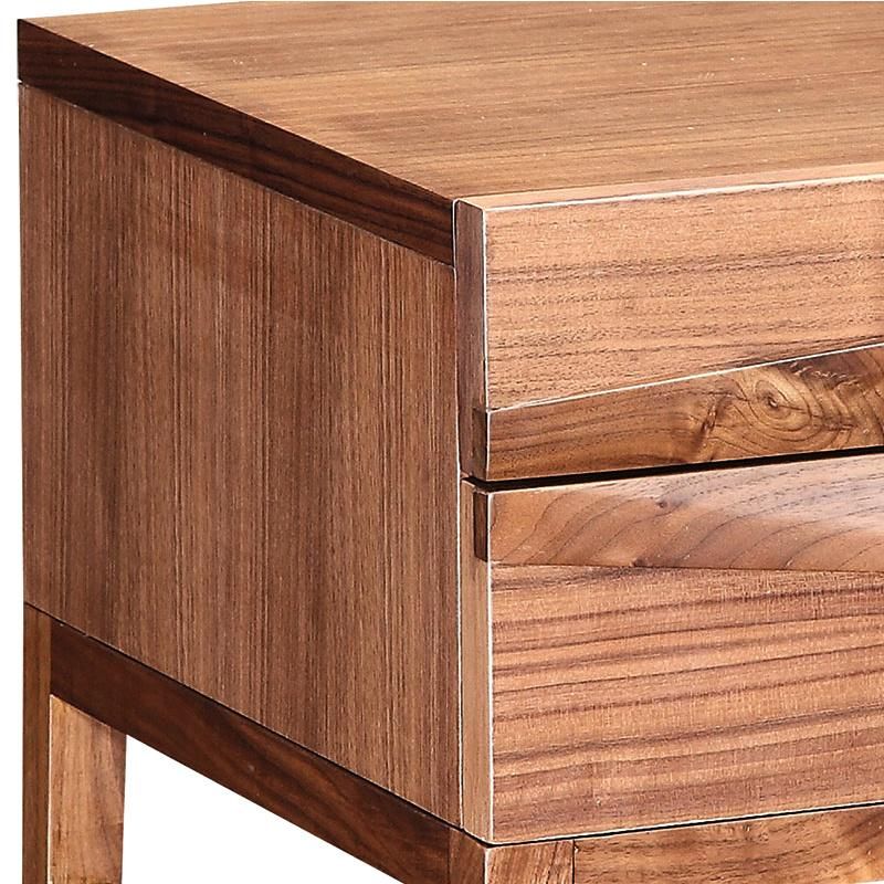 Zhida High Quality Home Furniture Modern Design Bedroom Furniture Bed Side Cabinet Brown Color Solid Wood Square Nightstand with 1 Drawer