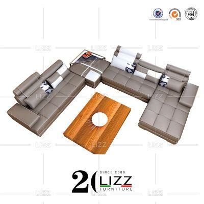 U Shape Office/Hotel Leisure Furniture Modular Corner Leather Sofa with Coffee Table