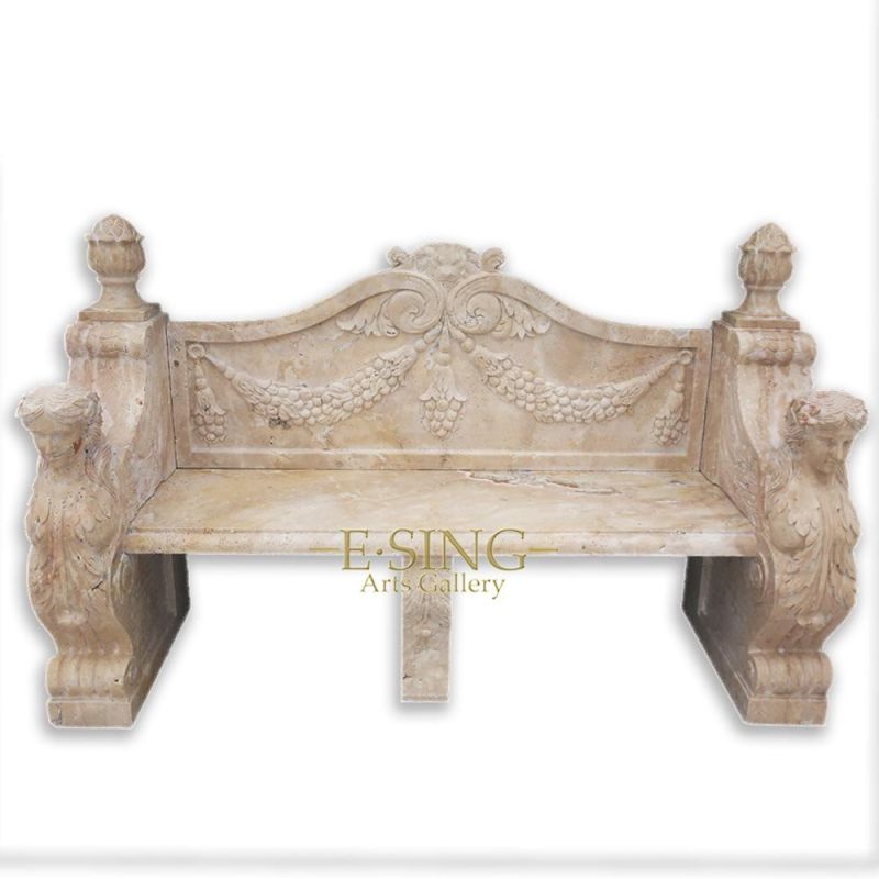 New Design Modern Hand Carved Woman Statue Outdoor Park White Marble Bench for Garden