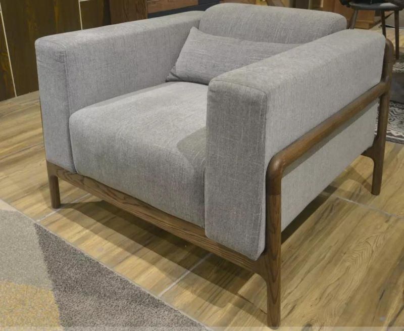 Modern Solid Wood 1+2+3 Armrest Leisure Fabric Sofa Set