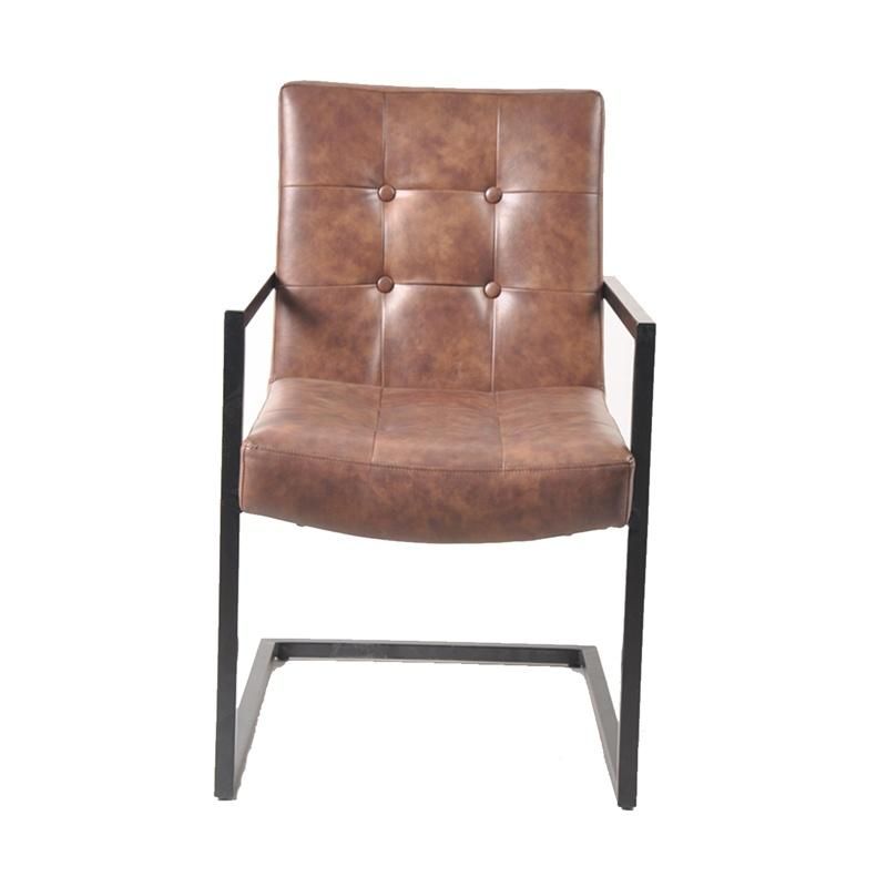 Antique Stylish Dining Room Office Furniture Brown PU Seat Dining Chair