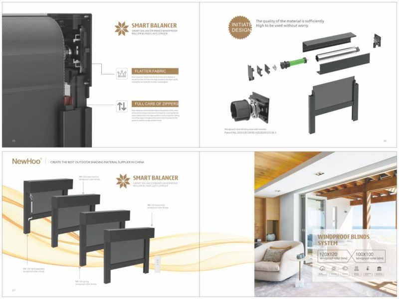 Customized Remote Control Roller Blind Zip Blinds Outdoor Wall Shades Powder Coated Grey Color High Quality High Quality Zip Blinds Outdoor Wholesale