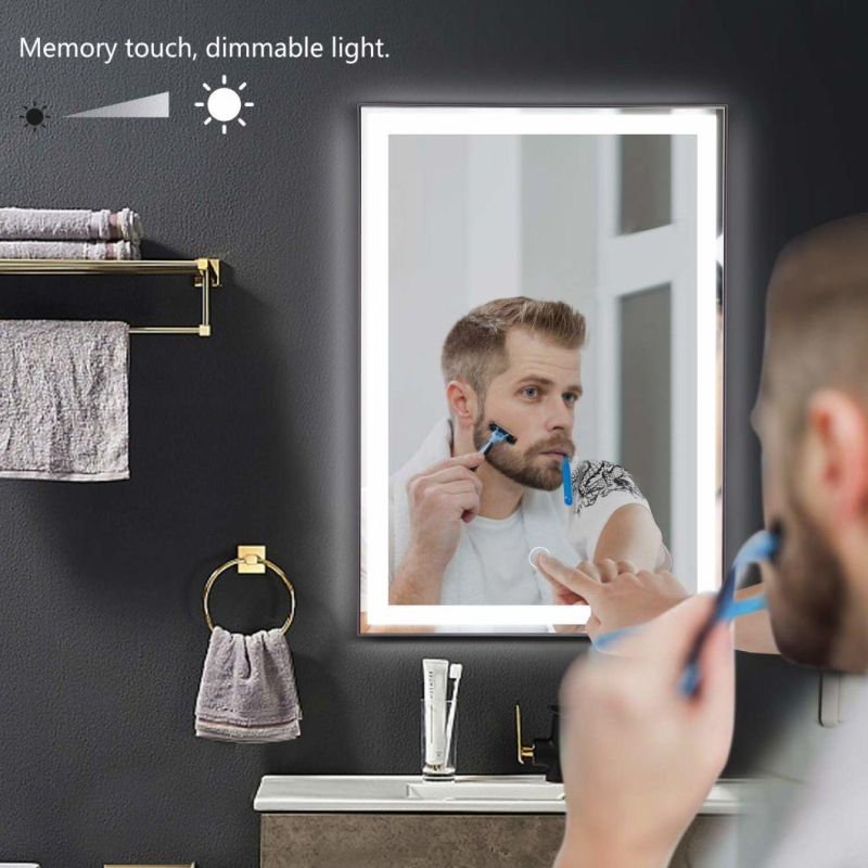 LED Backlit Mirror Bathroom Wall Mounted Vanity Mirror Anti-Fog Dimmable Makeup Mirror