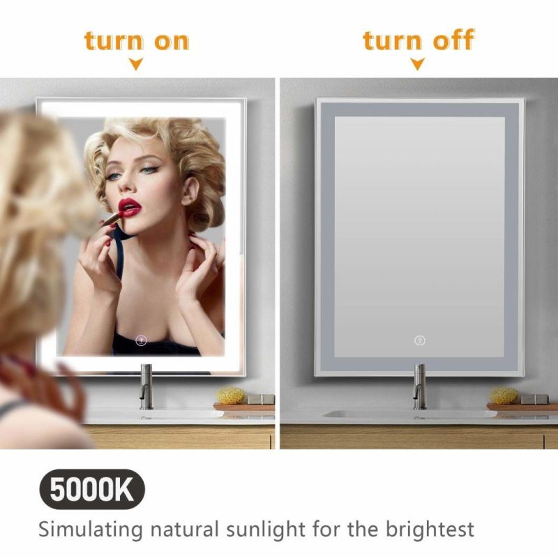 LED Backlit Mirror Bathroom Wall Mounted Vanity Mirror Anti-Fog Dimmable Makeup Mirror